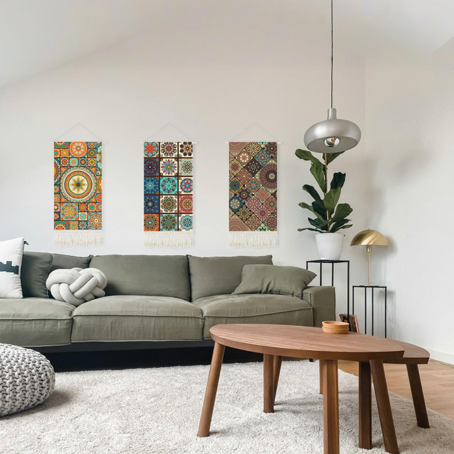 capasin Mandala Boho Macrame Wall Hanging Tapestry For Bedroom Tapestries Vertical Art Fabric Decor Door Living Room Bohemian (Style A, 17.5 * 43)