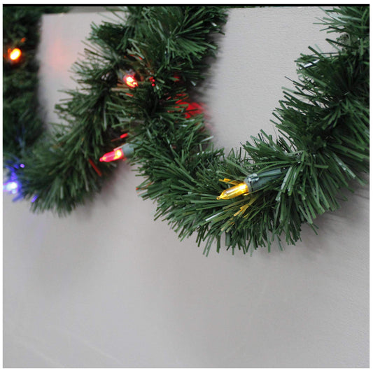 Brite Star 18-Foot Christmas Garland with Multi Lights - Perfect for Indoor or Outdoor Fireplace Mantle Decor, Kitchen Light, or Christmas Decorations Tree - Pre-lit Pine Garland for Holiday