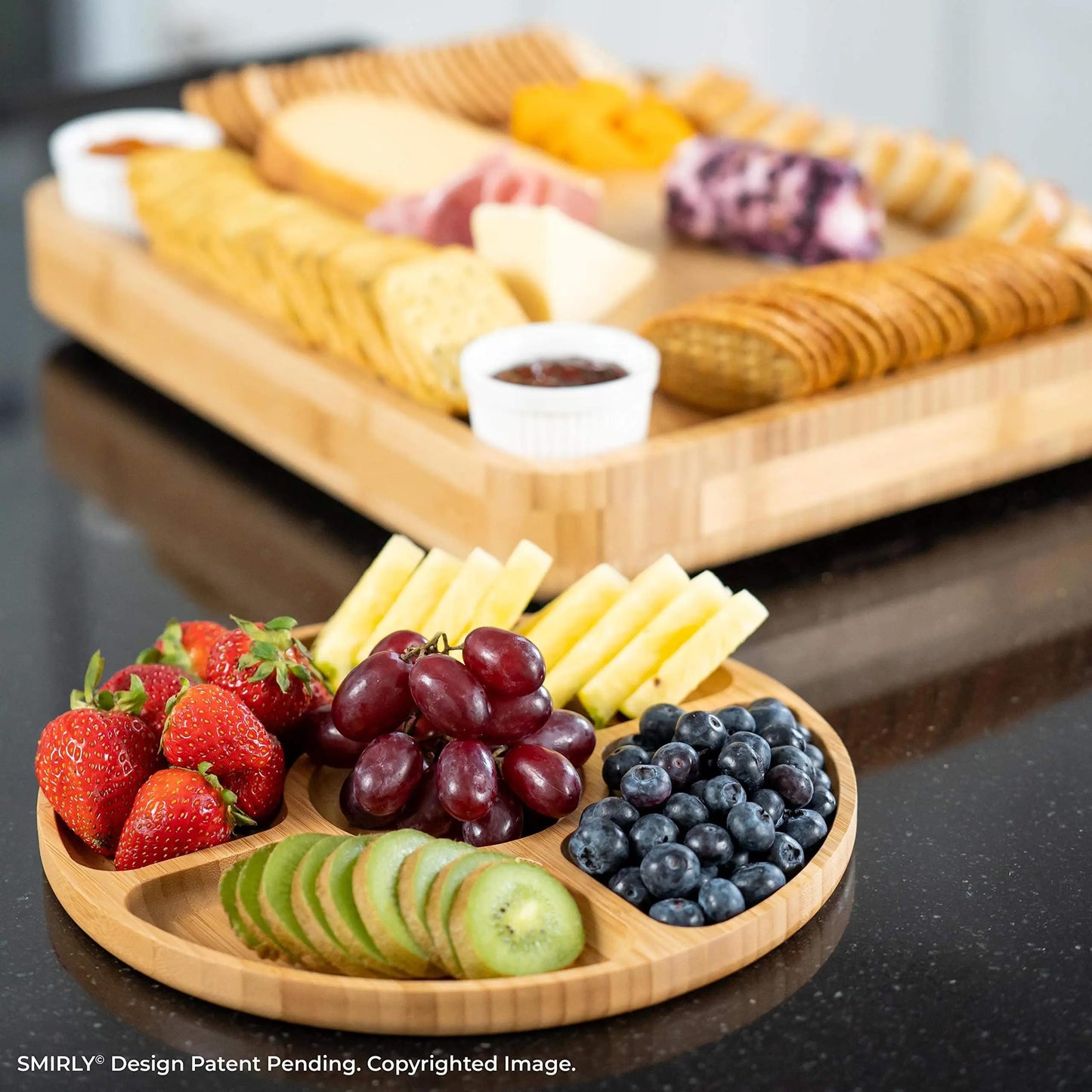 Charcuterie Board Cheese Board Set Portable Serving Platter for Cheese Meat, Fruits & Snacks with 4 Knives, 2 Bowls & Labeling Tool Perfect Housewarming Gifts for Women