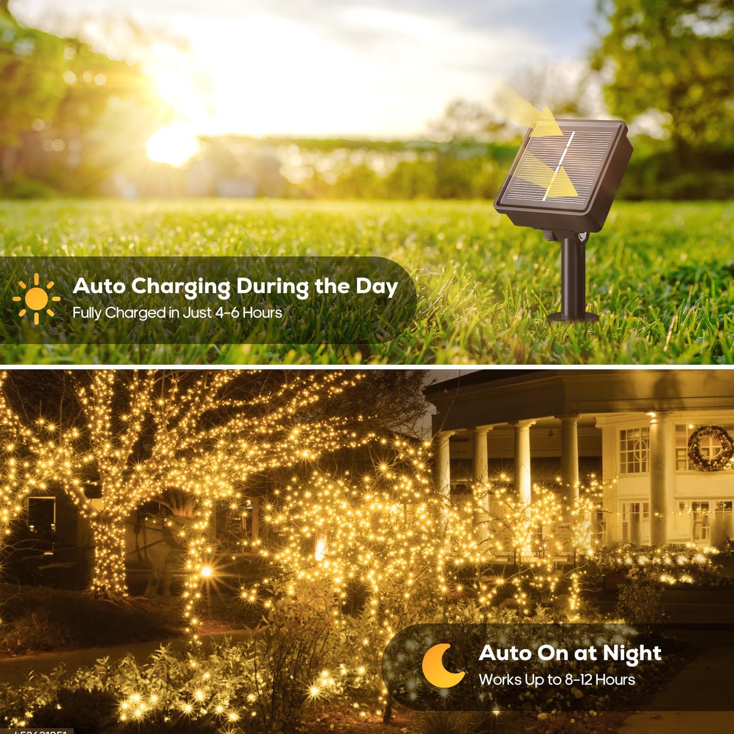 Soiarllt 2 Pack Solar String Lights Outdoor - Total 92FT 240 LED Solar Christmas Lights Outdoor Waterproof with 8 Lighting Modes for Xmas Tree Garden Party Decorations(Warm White)
