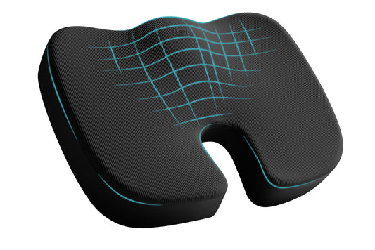Skechers Memory Foam Seat Cushion,Office Chair Cushion for Tailbone Pain Relief,Butt Pillow for Office Chair,Car seat Cushion,Computer Desk,Long Sitting Office Workers,and Car Drivers,Black