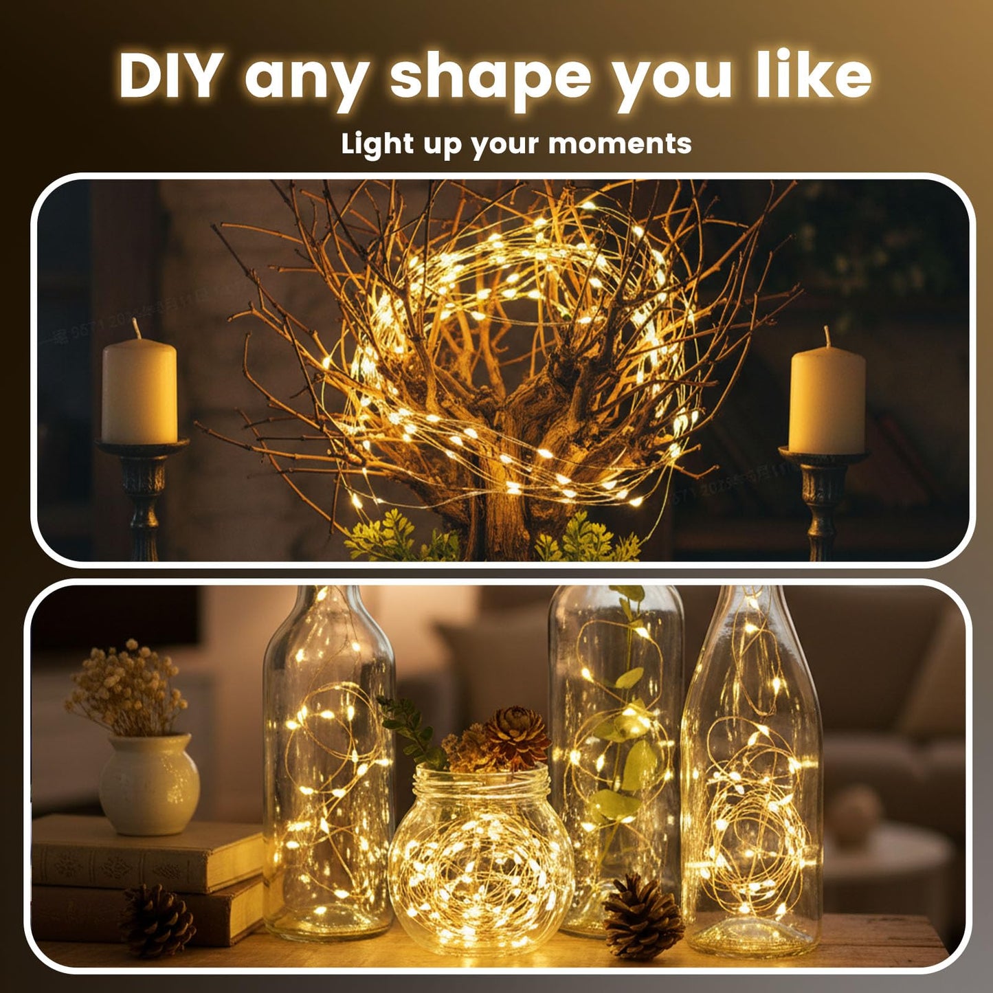 DomeStar 30Pack Fairy Lights Battery Operated, 7Ft 20 LED Waterproof String Lights Wire Firefly Starry Moon Light for DIY Mason Jars Party Centerpiece Table Valentine's Day Decorations Tree Ornament
