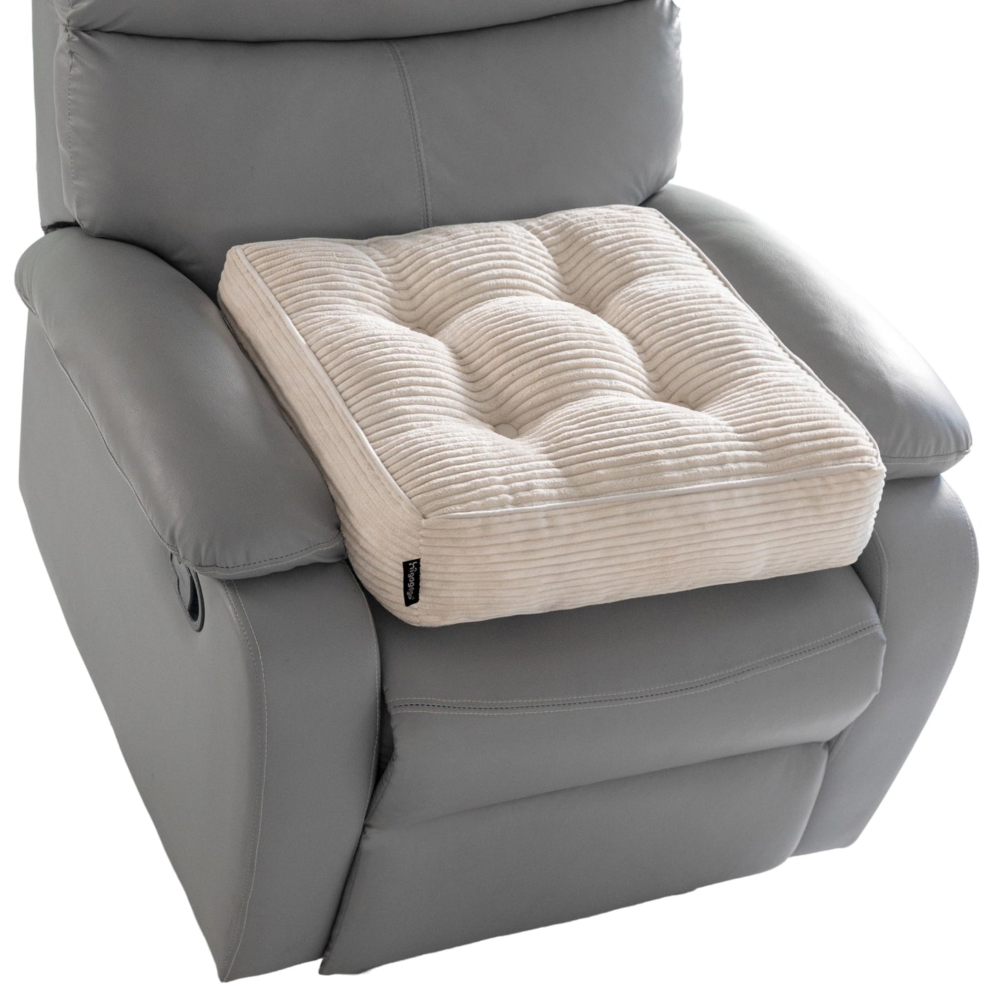 HIGOGOGO Tufted Corduroy Recliner Seat Cushion for Elderly, High Density Foam Large Square Seat Cushion for Recliner Chair, Floor Pillow, Office Chair, Car, No Pressure on Thighs, 20x20x4