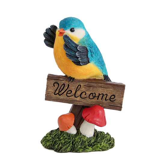 Bird Decor for Garden Statues,Bird Figurines Welcome Sign for Outdoor Decorations,Birds Decorative Outdoor Statue for Garden Patio Yard Lawn Home Shelf Decor,Gardening Gifts for Birds Lovers Women