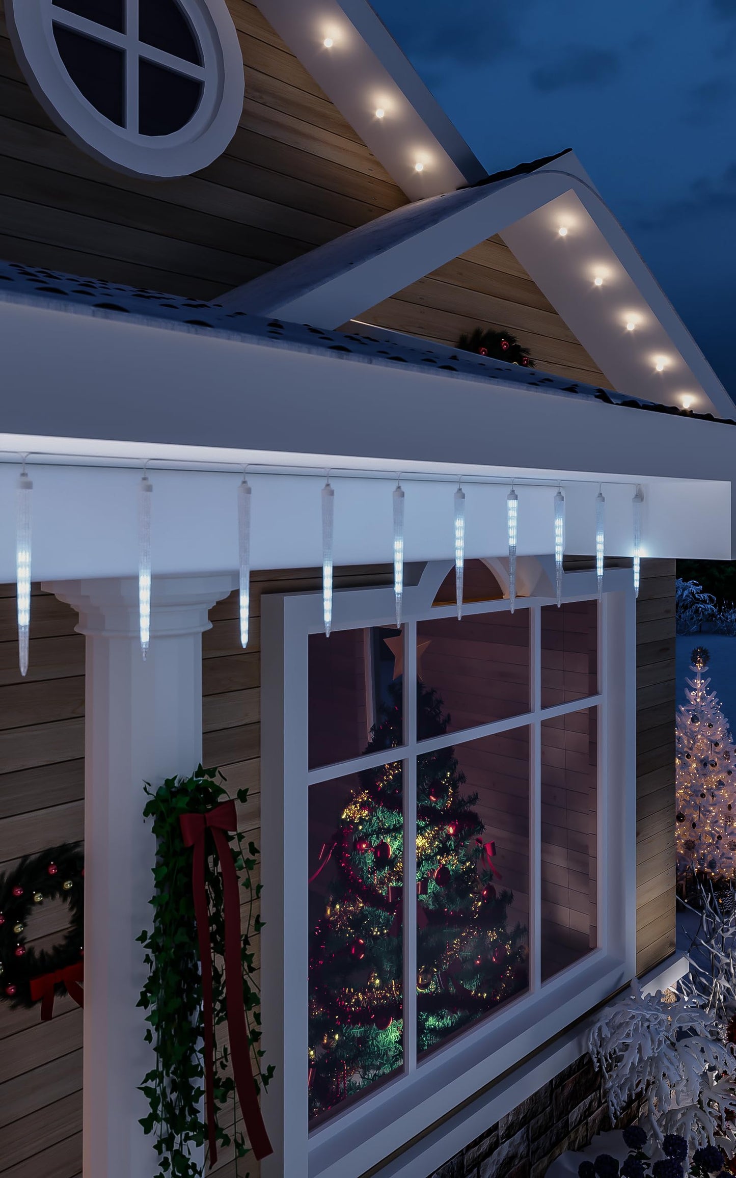 beatineon Icicle Lights for Outside,20ft 480 LEDs Crystal Meteor Shower Icicle Lights,Waterproof Plug in Hanging Icicle Christmas Lights for Christmas Garden Tree Decor