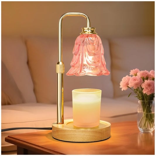 Candle Warmer Lamp with Timer Dimmer, Adjustable Height Pink Tulip Candle Wax Warmer, Christmas Birthday Gift for Mom Women,House Warming Gifts for New Home Bedroom Decor,Flower Pink