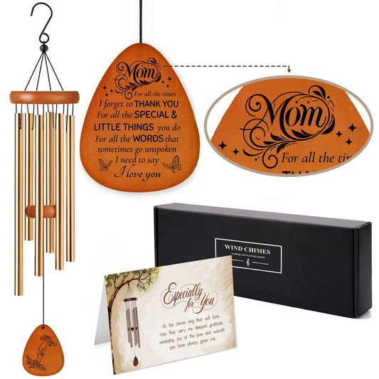 Mothers Day Wind Chimes for Mom, 28 Inches Outdoor Indoor Gift with Mute Option, Birthday Present from Daughter or Son, Hanging Decor for Patio Porch Balcony Yard, Mothers Day Items Gift for Mother