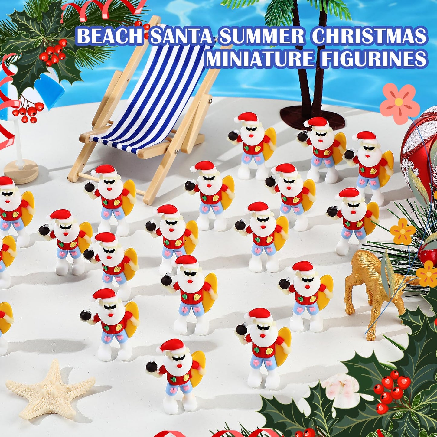 Halloscume 50 Pcs Mini Christmas Figurines Tiny Santa Claus Figurines to Hide and Seek Miniature Christmas Decorations Small Figurines Ornaments for Xmas Holidays Favors Supplies