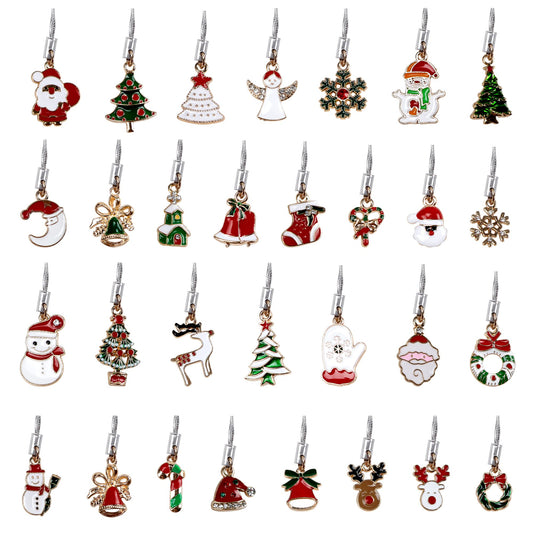 Edenseelake 30 Pcs Christmas Ornaments Set Mini Hanging Resin Metal Christmas Ornament with String for Christmas Tree Decoration