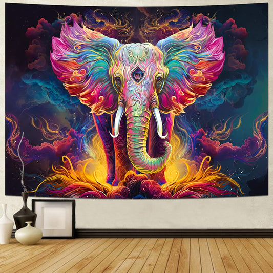 Heynvioo Psychedelic Elephant Tapestry Trippy Watercolor Elephant Wall Tapestry Aesthetic Colorful Cloud Tapestries Spiritual Meditation Tapestries Wall Hanging Decor for Home