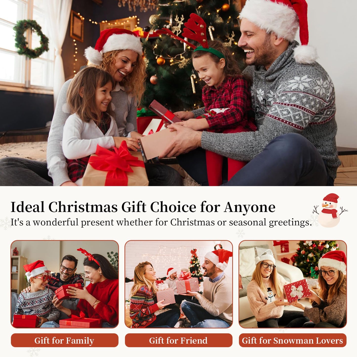 Glasseam Snowman Figurines Christmas Decorations: 2Pcs Cute Glass Light up Snowman Ornaments - LED Christmas Figurines Battery Operated Xmas Decor Gifts for Winter Holiday Home Table Window Fireplace