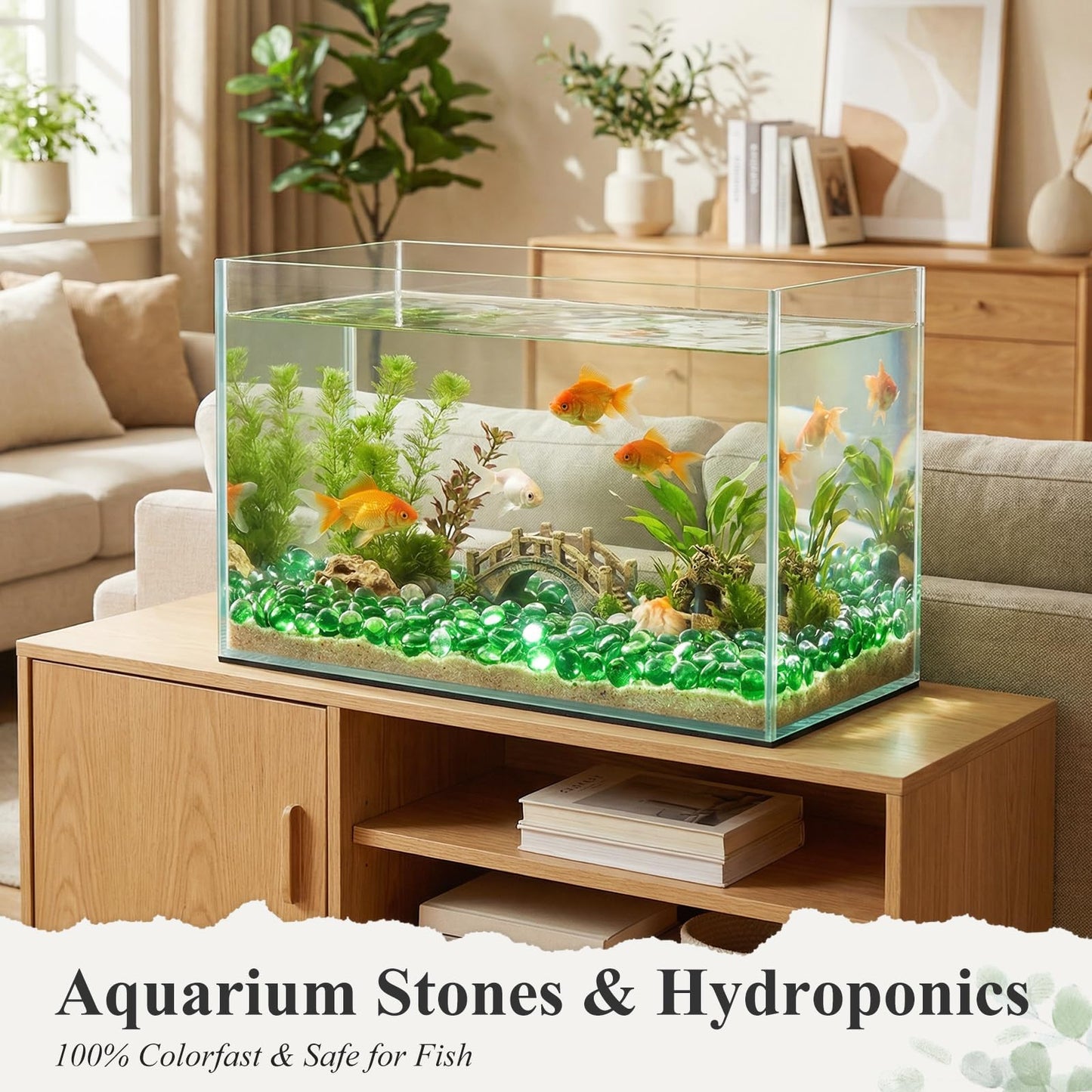 DomeStar 2LB Green Flat Glass Marbles, Decorative Marbles for Vases Aquarium Pebbles Fish Tank Rocks Vase Fillers DIY Crafts Table Scatter Decor
