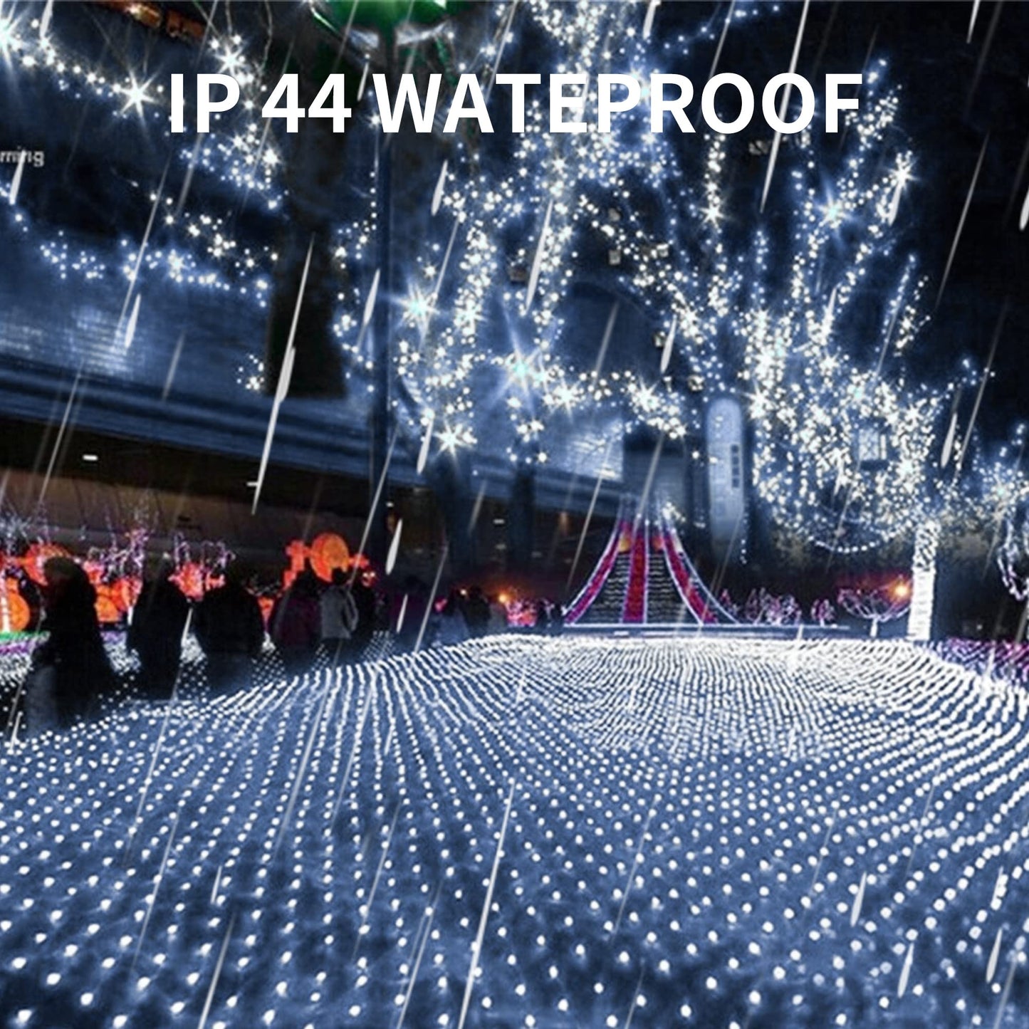 Dazzle Bright Christmas 360 LED Net Lights, 12FT x 5 FT Connectable Waterproof String Lights Clear Wire with 8 Modes, Christmas Decorations for Indoor Outdoor Xmas Party Yard Garden Decor (White)