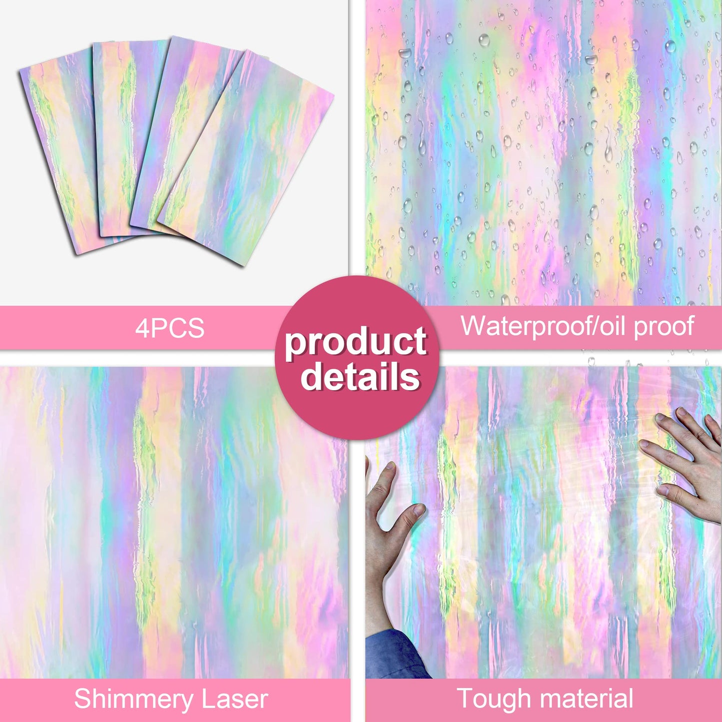 OHOME 4 Pack Iridescence Plastic Tablecloths Disposable Galentines Day Decorations New Years Birthday Disco Bachelorette Bridal Wedding Rainbow Iridescent Party Decorations 54" x 108"