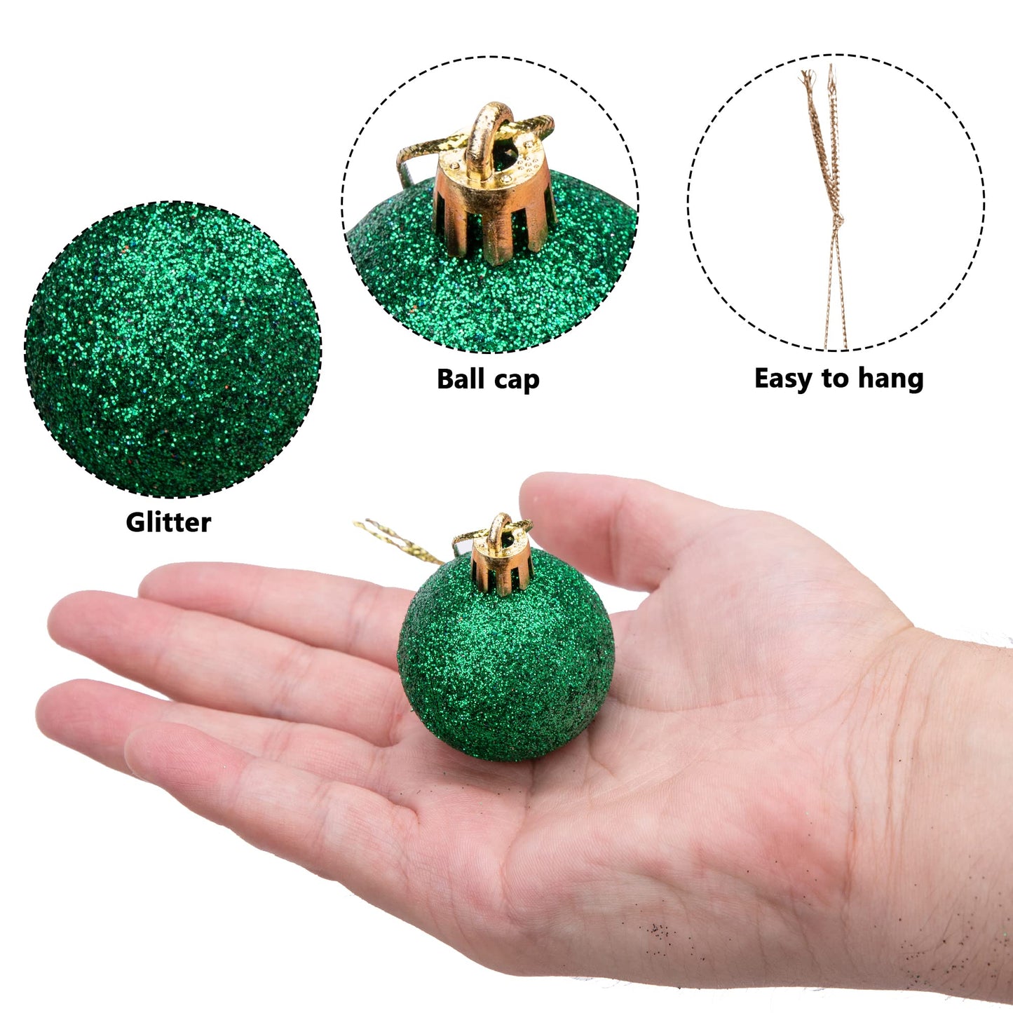 Deloky 24 Pcs Halloween Glitter Balls Ornaments, 1.6 Inch Halloween Shatterproof Hanging Balls, Black Orange Purple Green Shiny Ball Tree Ornaments for Halloween Christmas Party Tree Decoration