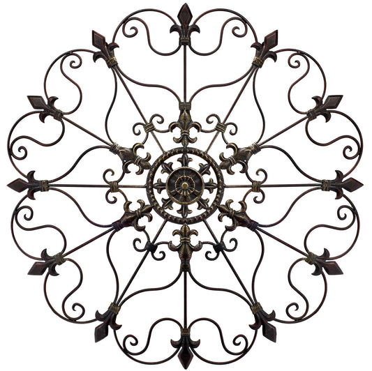Yun&Lin Crafts Metal Solid Mounted Medallion Hand-painted Wall Decor 30"x30", Large Metal Home Wall Art for Indoor and Outdoor Settings, Vintage Christmas Decorations, Holiday Wall Decorations, Christmas Wall Art