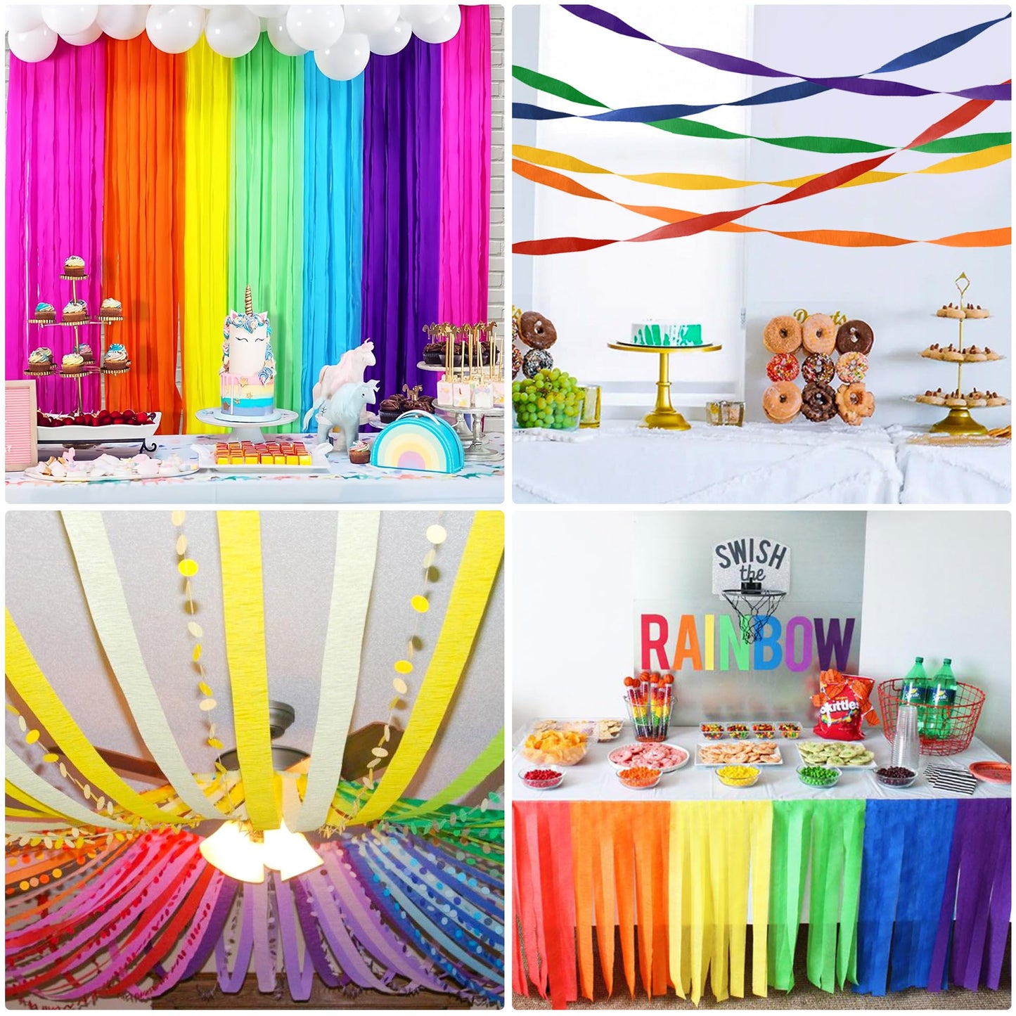 Oun Nana Crepe Paper Streamers 6 Rolls Rainbow Streamers 2.2 Inches 738 Feet, Streamers Party Supplies for Birthday, Wedding, Baby Shower, Bachelorette Party, Graduations Decorations, DIY Crafts