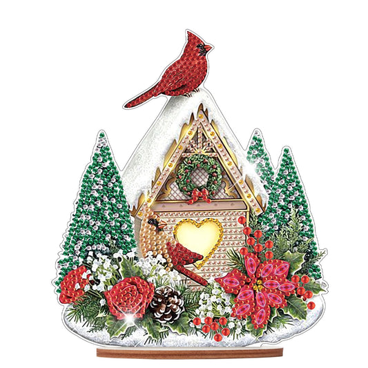 MVVMTOP Diamond Art Painting Tabletop Decoration, DIY Christmas Bird's Nest 5D Special Shaped Artificial Diamond Christmas Decorations by Number Mosaic Arts Crafts for Home Office Tabletop Decor Gift