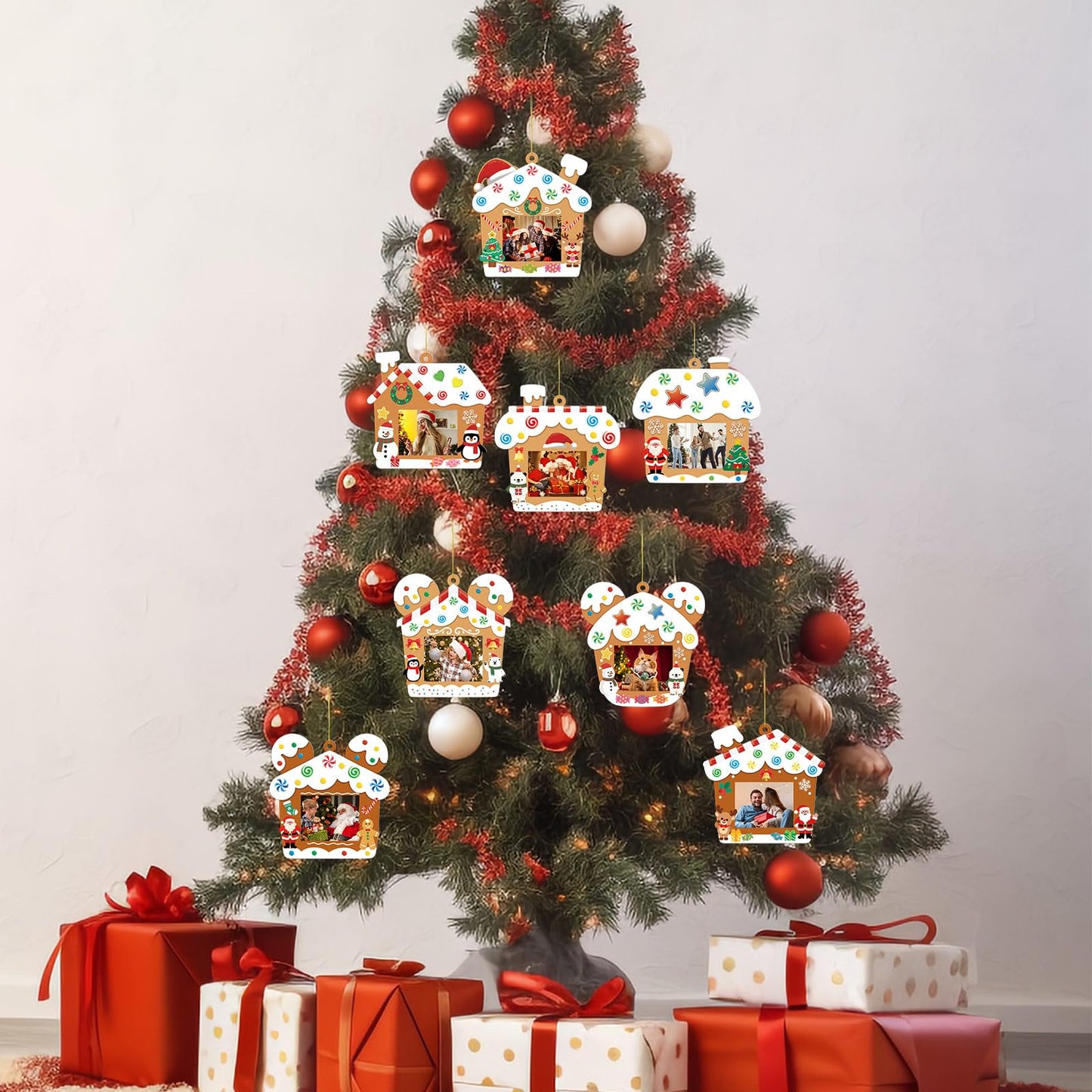 KOYILTD 32 Sets Christmas DIY Picture Frame Crafts Gingerbread Hanging Ornaments Kits for Christmas Tree Funny Christmas Picture Frame Kits Home Class Party Game Activities (Candy 1)
