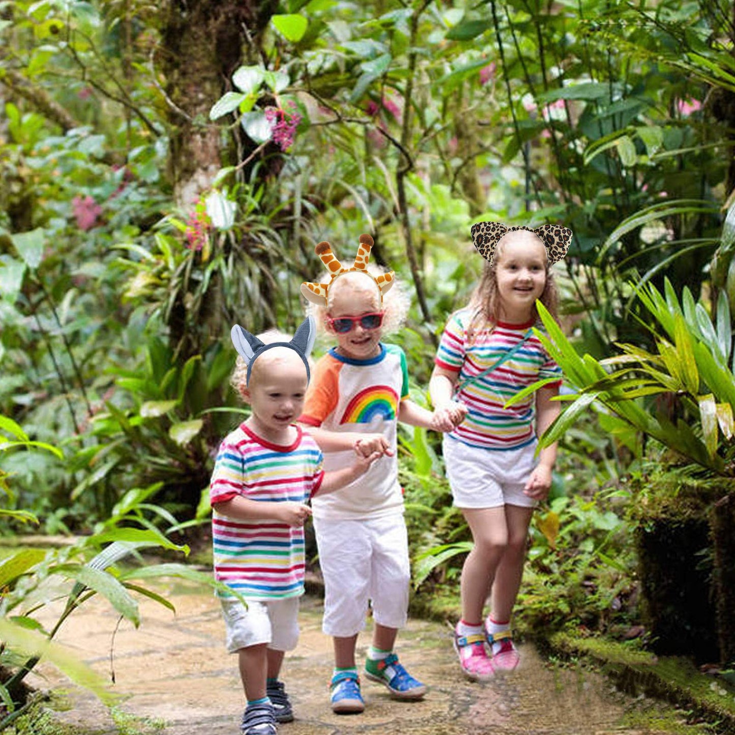 Flying Childhood 6 Pcs Animal Ears Headbands Jungle Animal Safari Headbands Wild One Birthday Decorations Safari Party Favors Photo Booth Props Party Supplies Jungle Theme Decorations