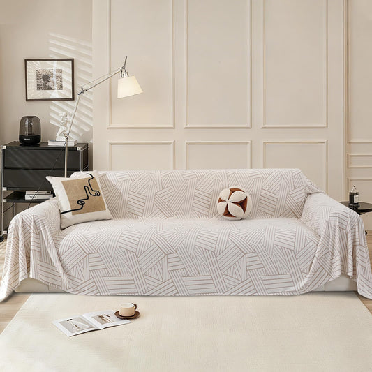 CYCMACO Boho Couch Cover for Dogs, 78"x134", Sofa Covers for 3 Cushion Couch, Washable Couch Covers for Sectional Sofa, Pet Sofa Slipcovers for Living Room, Couch Cover Blanket, Beige
