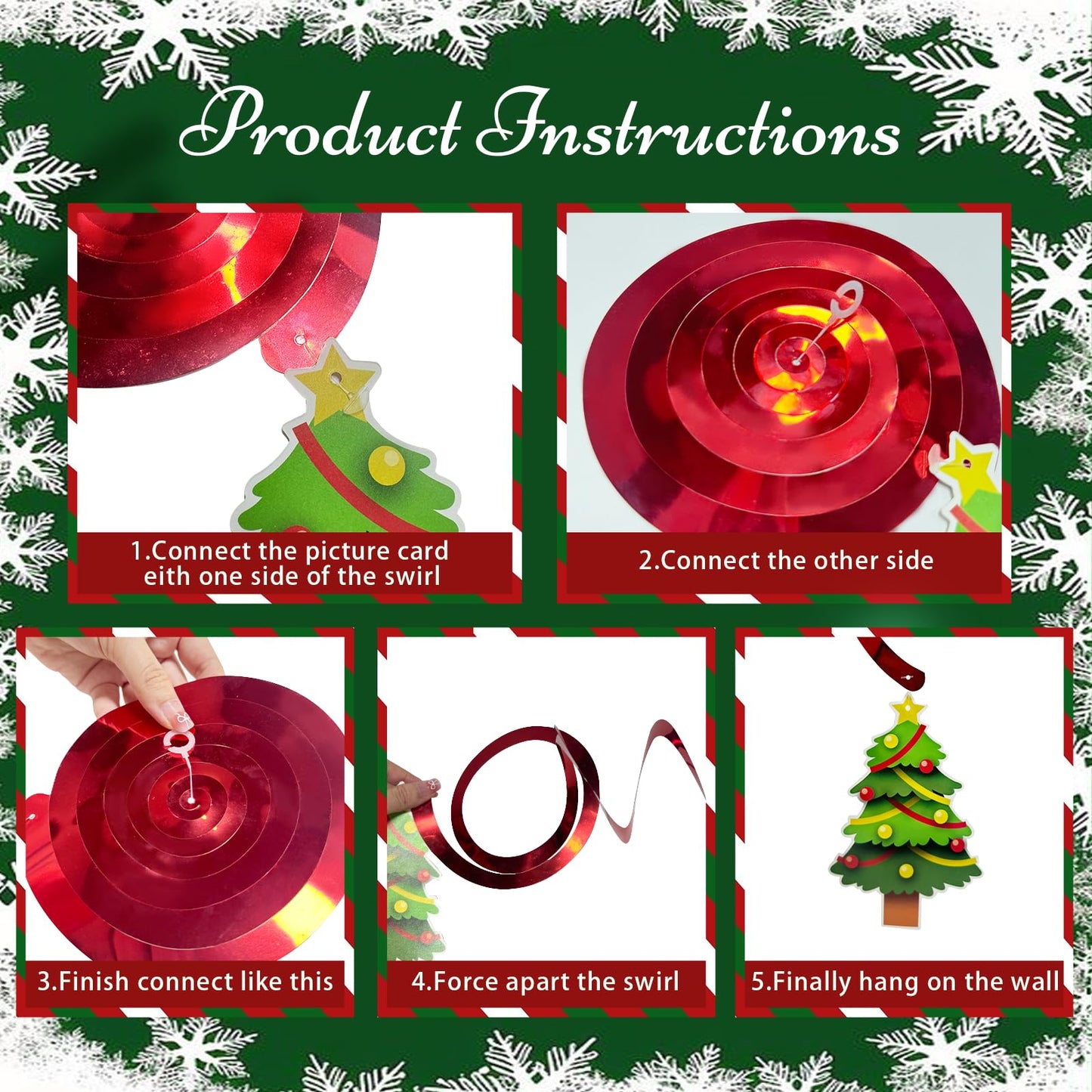 Red Green Christmas Decorations with Green Fringe Curtains, Heart Stars Confetti Balloon, Merry Christma Foil Balloons, christmas Glasses Frames and Hanging Swirls for Xmas Party Supplies