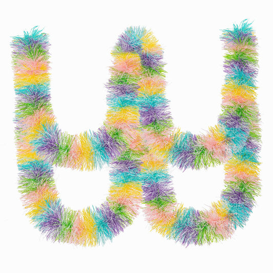 Gloreyan 33FT Easter Tinsel Garland Colorful Metallic Twist Tinsel Garland Shiny Spring Hanging Tinsel Garland Decoartion for Holiday Door Tree Mantel Window Outdoor Party Supplies