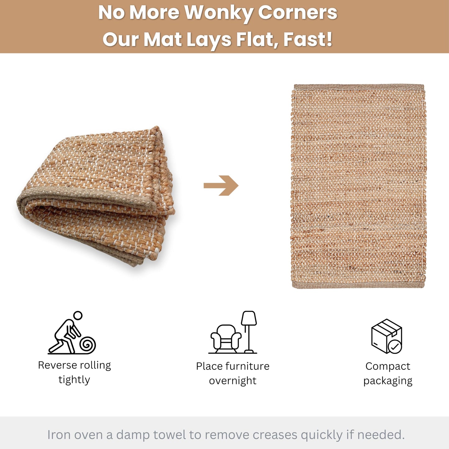Hausattire Jute Woven Rug 2'x3' - Natural, Hand Braided Boho Entry Area Rugs for Kitchen, Living Room | Small Farmhouse Indoor Outdoor Decorative Mat for Patio, Entryway Front Door Mats - 24x36 Inches