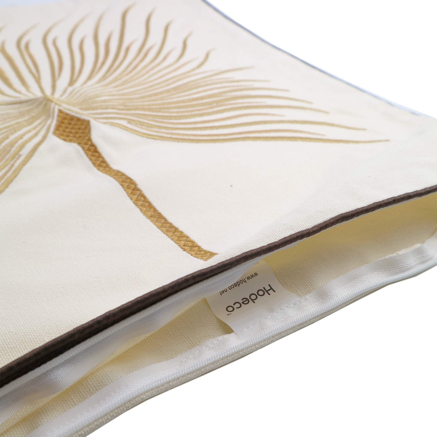 Hodeco Embroidery Throw Pillow Covers 18x18 Home Decor Fine Thread Dandelion Flower Pillow Cover for Couch Bedroom Chair 100% Cotton Canvas Floral Cushion Cover 45x45cm, Beige Pack of 2
