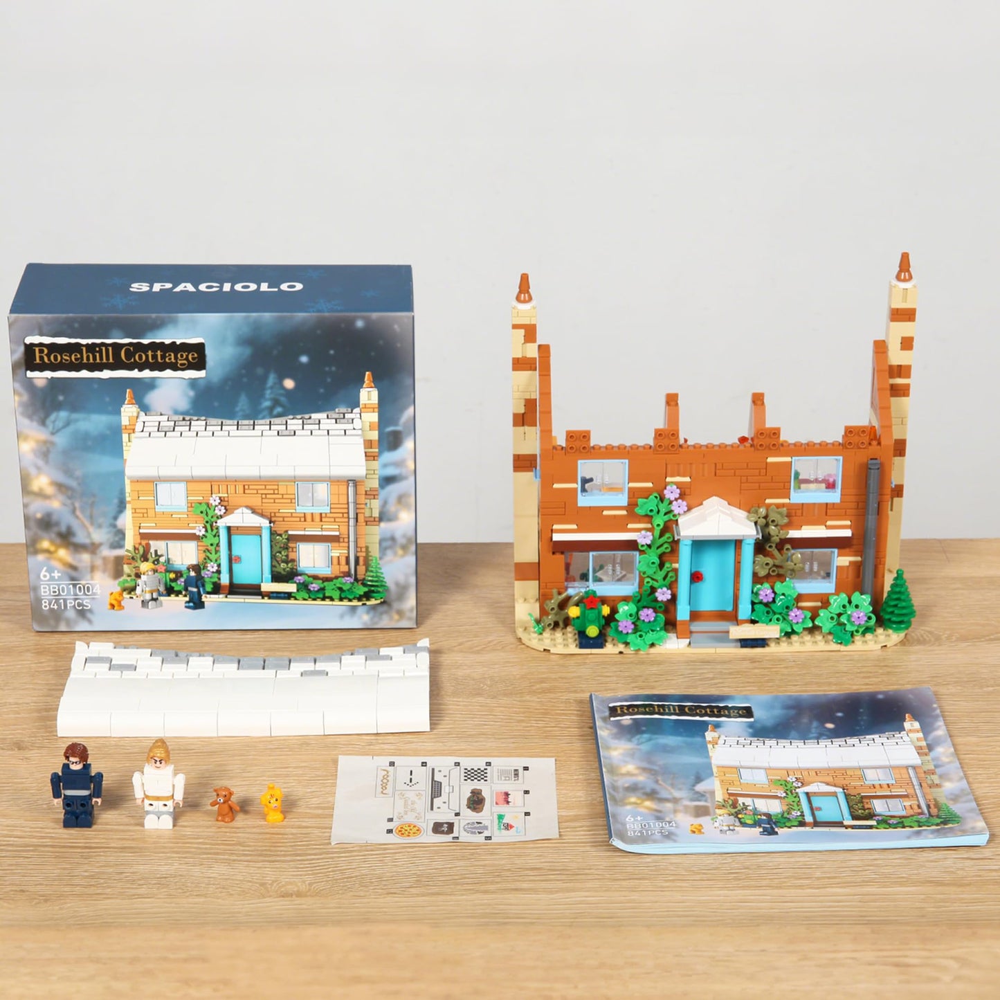 The Holiday Christmas Building Set, Rosehill Cottage Village Compatible with Lego – Cozy Winter House with Figures & Dog, Creative Display Gift for Adults, Movie Fans & Valentine’s Day