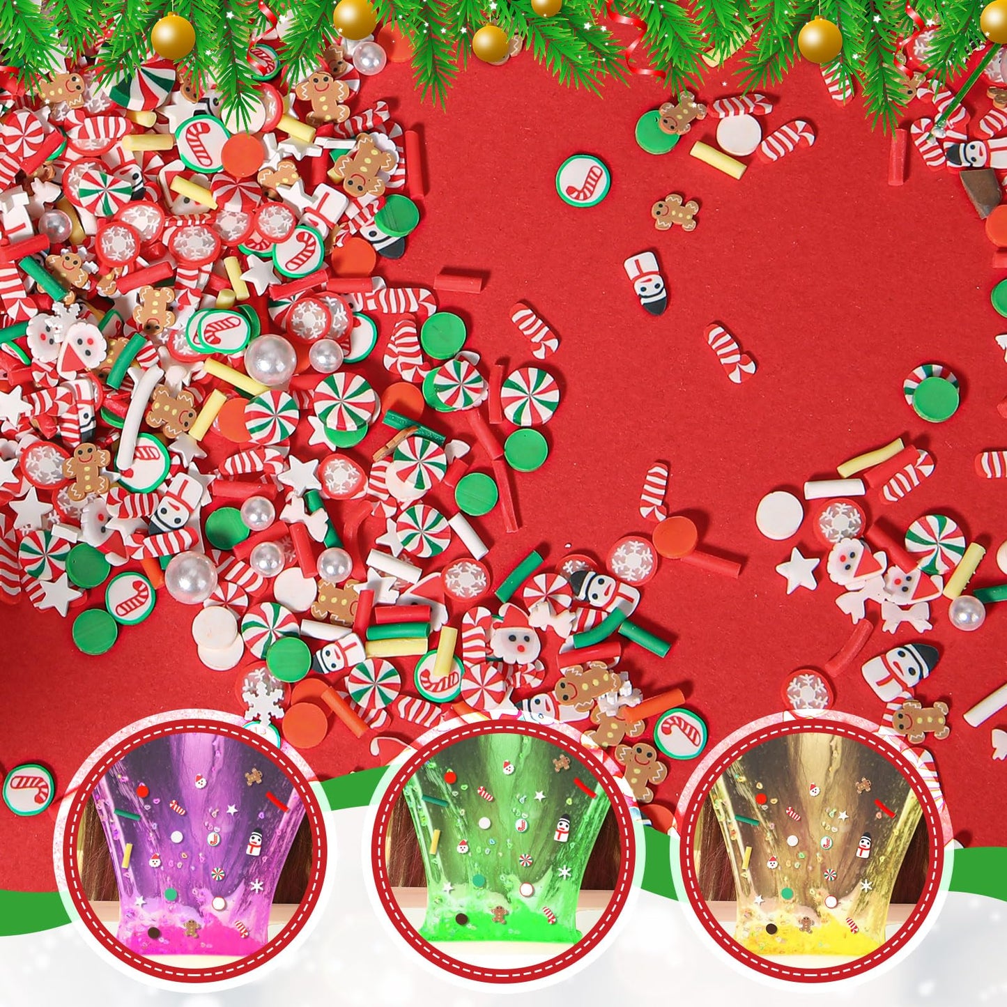 BBTO 250 Grams Christmas Fake Chocolate Candy Sprinkles Tiny Polymer Clay Embellishments Xmas Polymer Slices Soft Clay DIY Decoration for Resin Nail Scrapbook Charm DIY Art Crafts Making Supply