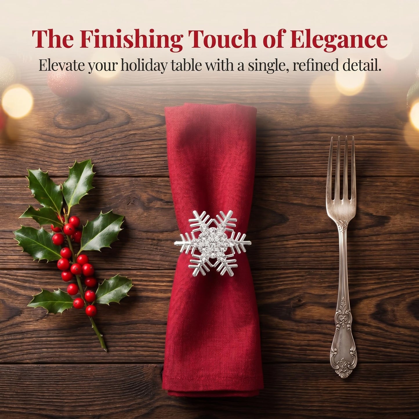 Christmas Napkin Rings Set of 8, Snowflake Metal Napkin Ring Holders, Silver Napkin Buckles for Christmas Table Decor, Holiday Party Dinner Wedding Banquet Table Settings Accessories