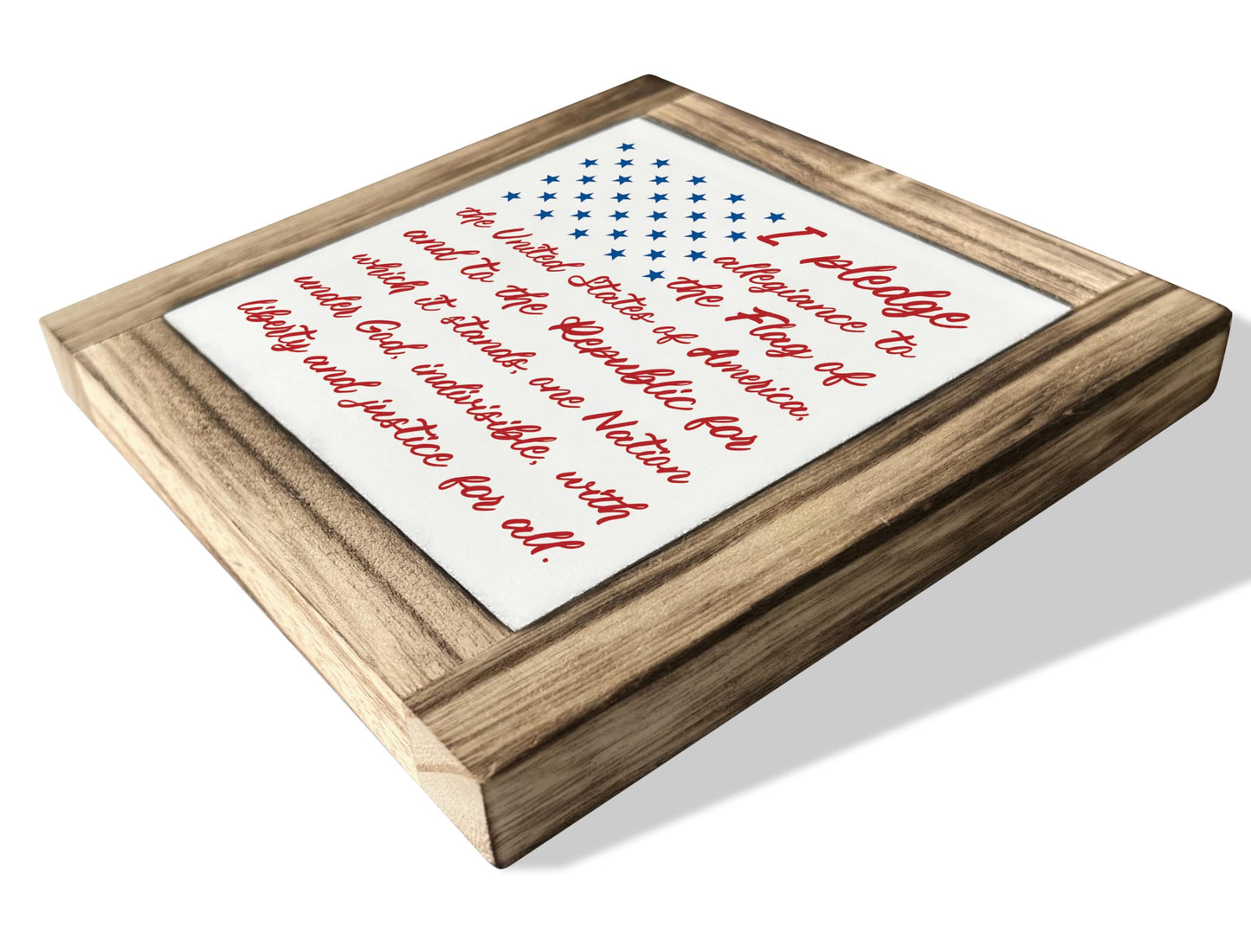 Americana Decor Wooden Sign, Patriotic American Flag Pledge of Allegiance Plaque, 4th of July Decorations Indoor, Memorial Day Home Decor, Rustic USA Wall Art Gift