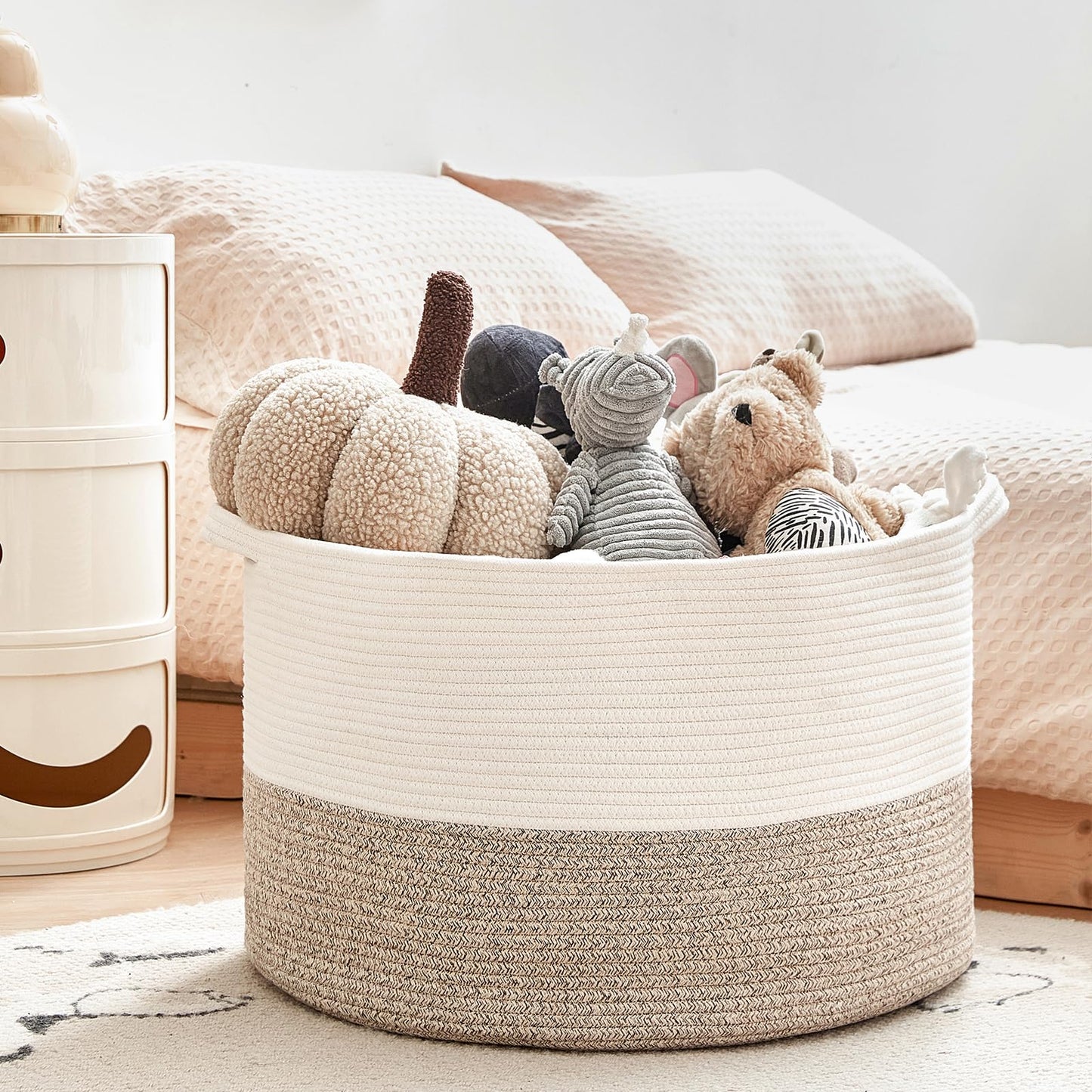 R RUNKA Extra Large Cotton Rope Basket 22" x 14" - Toy Basket for Kids -Blanket Basket for Living Room - Woven Baskets for Storage