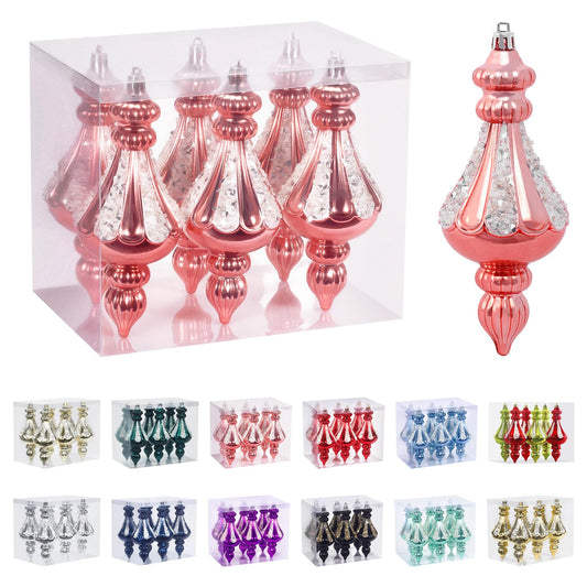 RoseCraft Christmas Ornaments Set, 5.9Inch Plastic Shatterproof Christmas Ball Hanging Ornaments for Xmas Tree Decorations, for Indoor Home Thanksgiving Halloween Party Decor - 6Pcs / Pink.