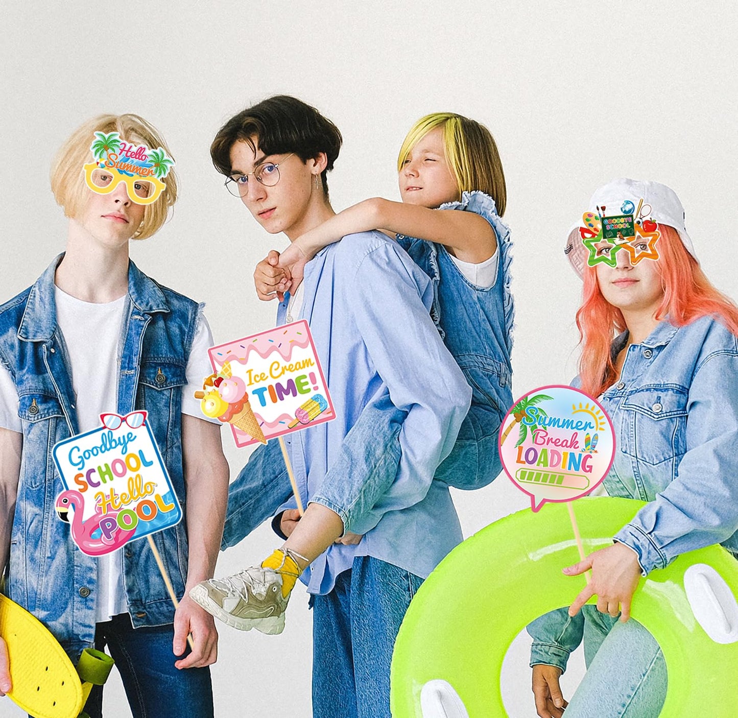 School's Out for Summer Photo Props Last Day of School Decorations Peace Out School Hello Summer Photo Booth Props Goodbye School Hello Pool Summer Vacation Party Decoration Supplies 35 Pieces