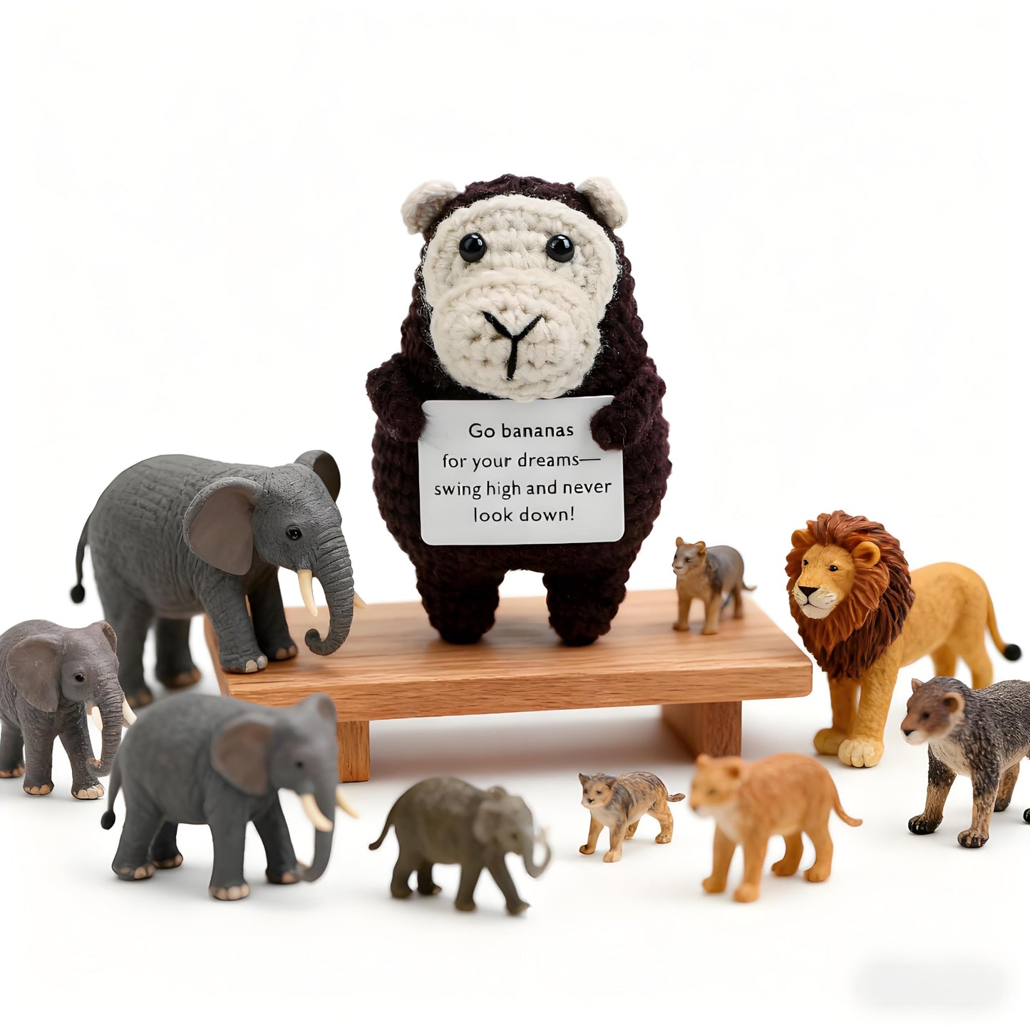 Solarfun Handmade Crochet Gorilla - Amigurumi Knitted Yarn Art with Inspirational Card, Eco-Friendly Handmade Gift for Home Office Decor,Teacher Appreciation & Coworker Gifts