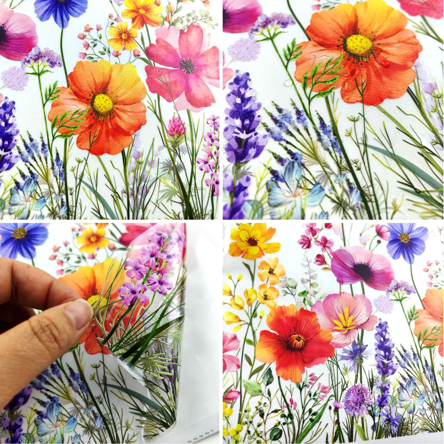 LOONELO Flower Garden Window Stickers, Wildflower Grass Door Decals, Lily Peony Poppy Floral Window Clings for Bedroom Living Room TV Office Decor Home Decoration