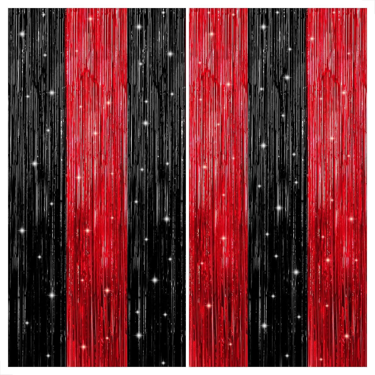 KatchOn Red and Black Fringe Curtain - 6.4x8 Ft Pack of 2 | Red and Black Streamers for Casino Theme Party Decorations | Foil Fringe for Anniversary, Bachelorette | Graduation Decorations 2026
