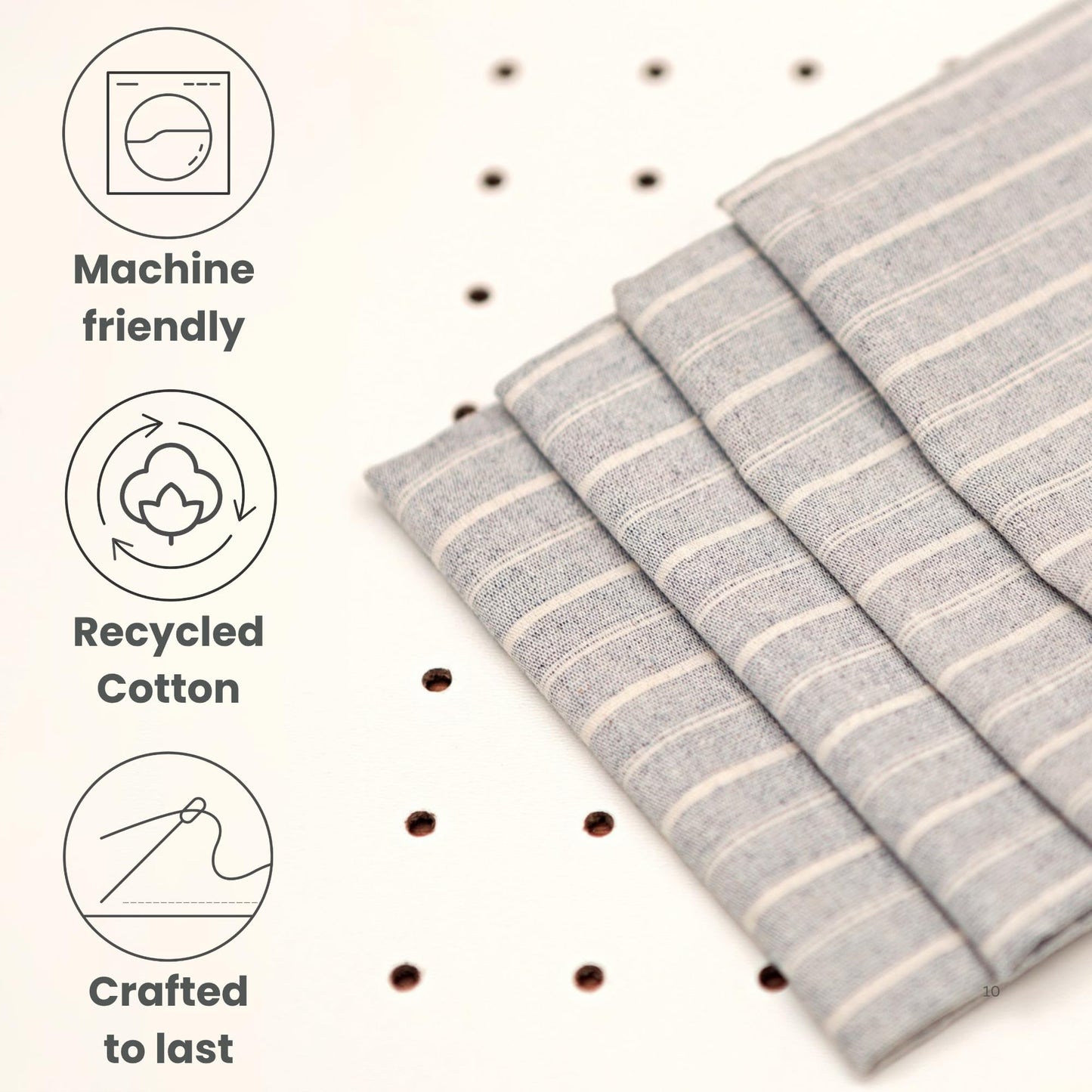 MEEMA Cloth Napkins | Washable Cotton Fabric Dinner Napkins Made from Upcycled Materials | Kitchen Table Gift Set | 19.5 x 18.5 in | Set of 8