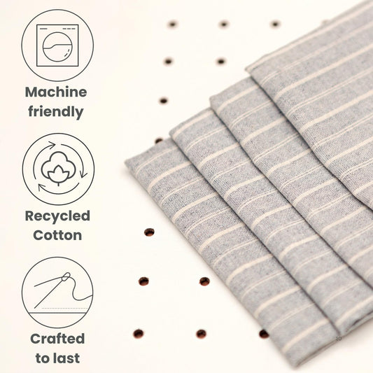 MEEMA Cloth Napkins | Washable Cotton Fabric Dinner Napkins Made from Upcycled Materials | Kitchen Table Gift Set | 19.5 x 18.5 in | Set of 8