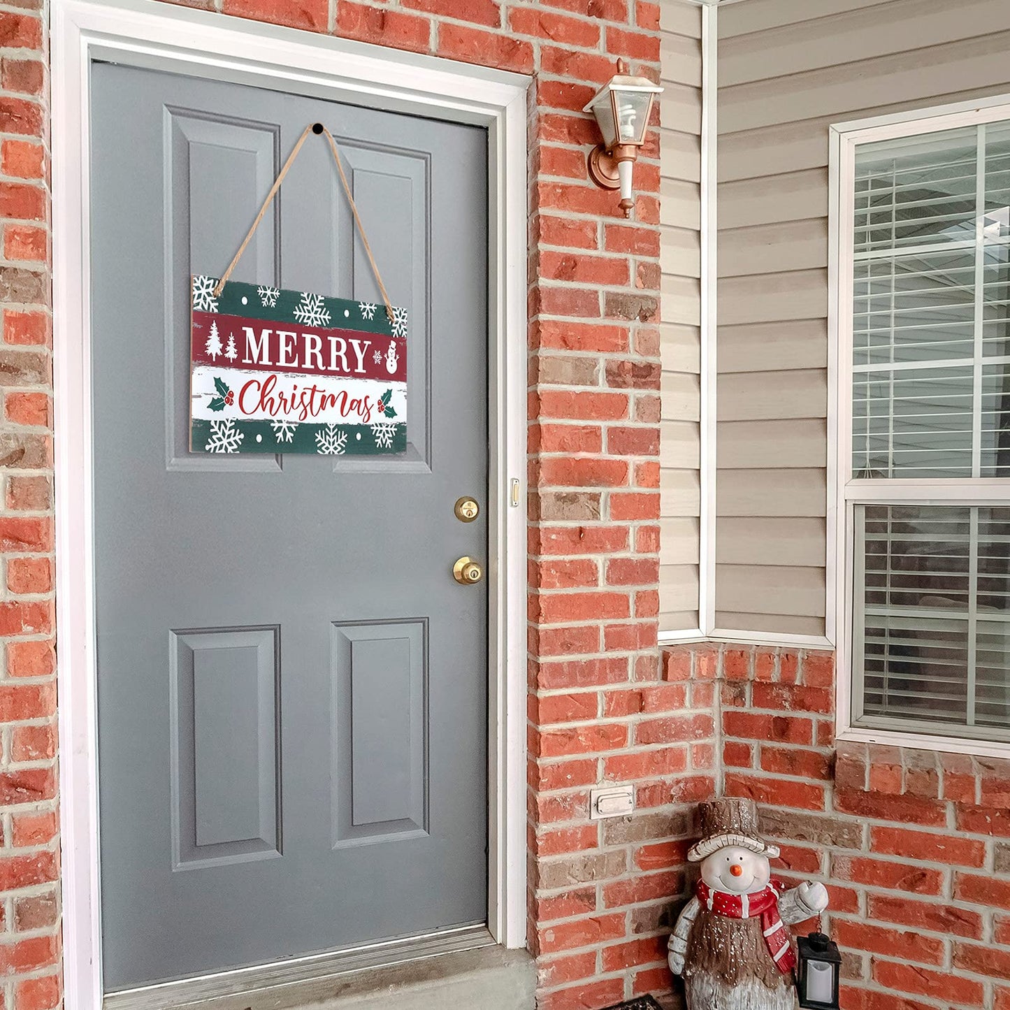 Christmas Sign Rustic Merry Christmas Hanging Sign Farmhouse Outdoor Wooden Christmas Decoration Xmas Holiday Decor with Hanging Rope for Christmas Home Window Wall Farmhouse Indoor Decoration