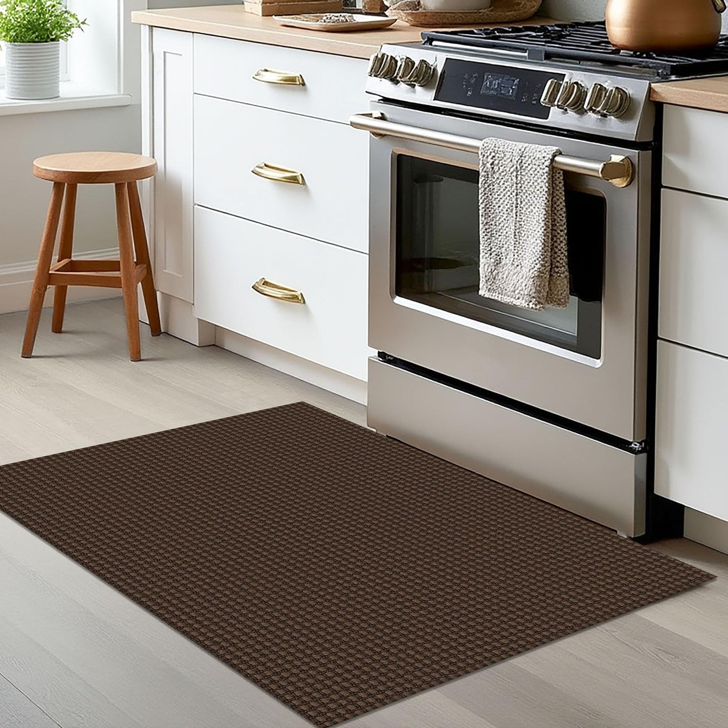 EARTHALL Woven Area Rug 2x3 Ft Washable Rugs for Entryway Braided Non Slip Throw Rugs Door Mat Indoor Outdoor Entrance Small Cotton Woven Carpet for Kitchen Foyer Front Door, Brown