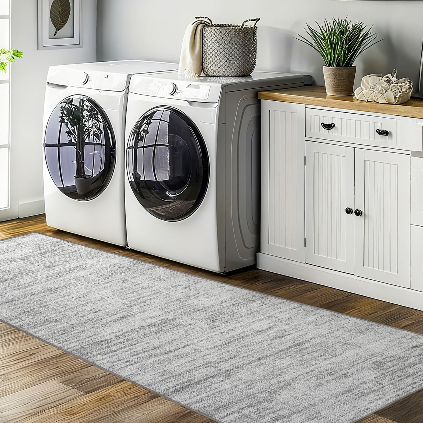 Runners for Hallways 2x8 Kitchen Runner Rugs，Modern Abstract Rug Runners for Entryway，Stain Resistant Washable Runner Rug Non-Slip 8ft Carpet Rug for Bedroom Living Laundry Room（Grey,2'x8'）