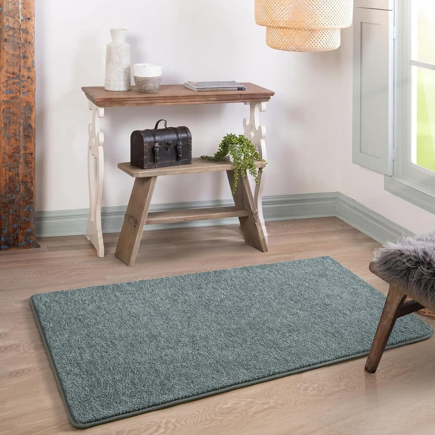 Keeko Soft 2x4 Small Runner Rug, Bedside Rugs for Bedroom Indoor Runner Hallway Carpets Non Slip Living Room Area Throw Rugs Memory Foam Laundry Room Rug for Teen Kids Boys Dorm Room Decor Grey