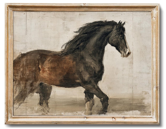 RETRART Vintage Horse Wall Art Print, Horse Pictures Wall Decor Rustic Equestrian Painting, Horse Poster Farmhouse Wall Decor for Bedroom & Living Room, Unframed Canvas 8x10 Inch