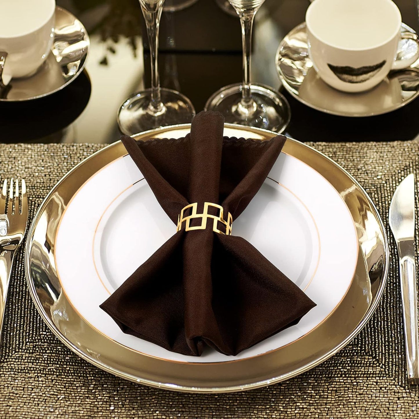 Napkin Rings- Gold Napkin Holder, Round Metal Napkin Buckle for Holiday Party Dinner Wedding Dining Table Decoration (Set of 8)
