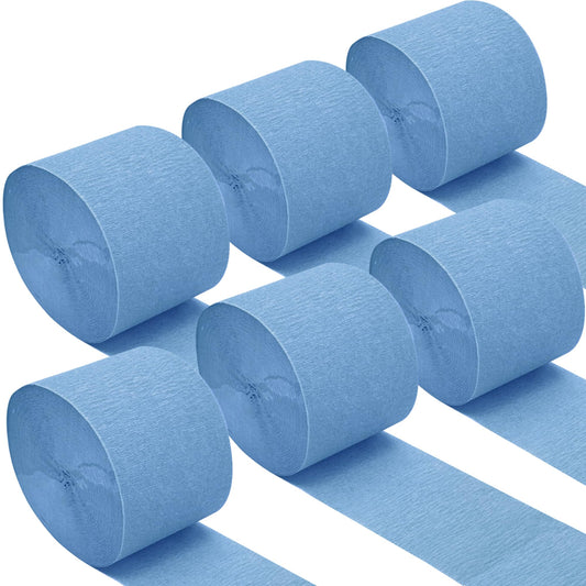 Oun Nana Dusty Blue Crepe Paper Streamers Party Decorations, 6 Rolls 738 Ft Party Streamers for Birthday, Baby Shower, Wedding, Graduation, Backdrops, Ceilings and DIY Crafts
