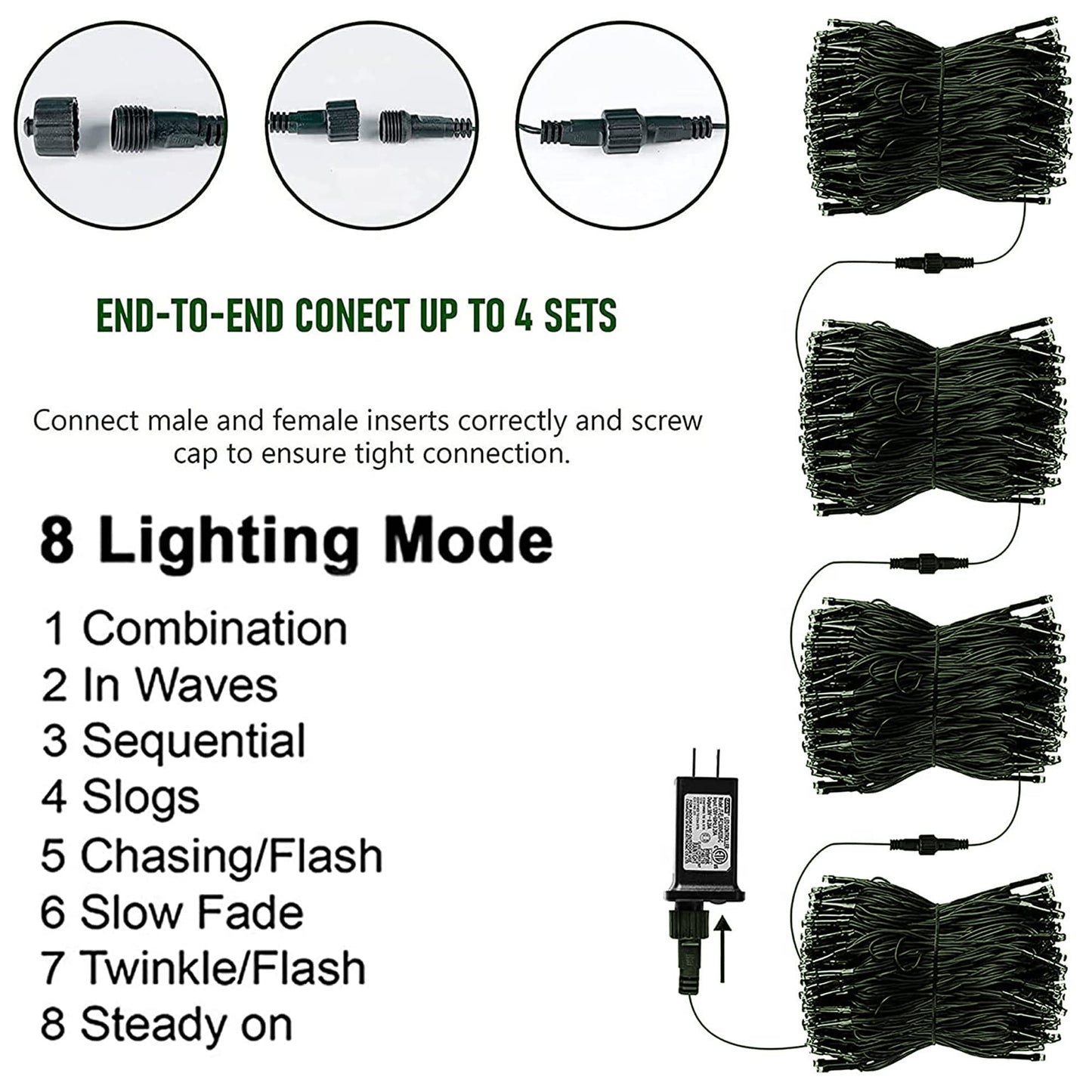 TW SHINE Christmas Lights, 200 LED 66FT Outdoor Christmas Lights Plug in with 8 Modes, Waterproof Light Outdoor, Indoor Xmas Decorations for Party Yard House Decor, Warm White