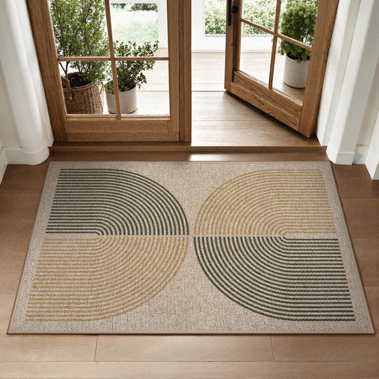 Lahome Enfys Rainbow Easy Jute Rug, 2x3 Entryway Rug Indoor Outdoor Front Door Mat, Farmhouse Neutral Non Slip Non Shedding Washable Kitchen Mats for Floor Foyer